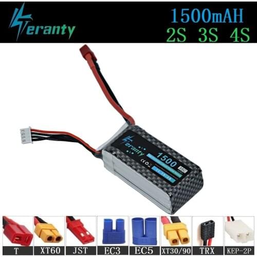 7.4v 11.1v 14.8v 1500mAh Lipo Battery For RC Helicopter Toys Car Boats Drone Parts 1500mAh 2s 3s 4s Rechargeable Battery 1PCS