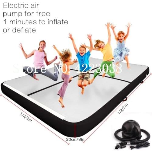 Free Shipping Lowest Price 1m,2m,3m Air Tumbling Gymnastics Mats Square 20cm Thick PVC Inflatable Air Track For Home Use