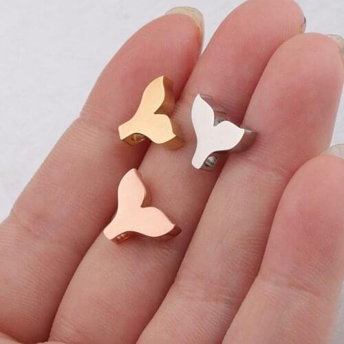 100% Stainless Steel Mermaid Tail Bead Charm For Jewelry Making 1.8mm Hole Metal Bead Mirror Polished 30pcs