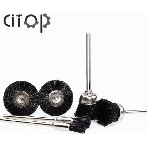 Citop 10pcs/set 3mm Shank Pig Hair Brush Bur Buffing Cleaning Wheels For Accessories Polishing Brush Rotary Tools