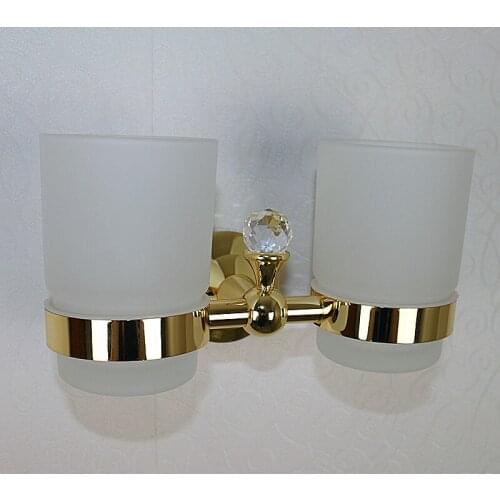 Antique double cup holder Gold toothbrush holder bathroom accessories