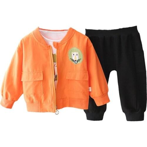 Childrens spring new T-shirt jacket pants set Childrens cartoon pattern casual suit Childrens fashion windproof suit