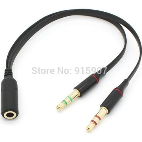 Dual 3.5mm Male to Single Female Headphone Microphone Audio Splitter Cable for Cell Phone & Tablet & Laptop