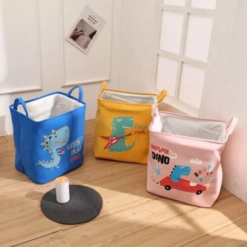 Nordic Style Canvas Storage Bag For Toys Clothes Kids Room Organizer Bag Pouch Canvas Storage Pouch Dinasaur Storage Bag 35x25CM