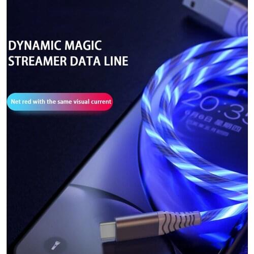 2M LED Streamer Type-C USB Cable 9V 3A Lighting Charging Wire Micro USB Cable Usb Flash Cable Android Cable Fast Charging Cord
