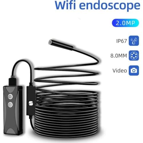 8mm Wifi Endoscope Camera HD 1200P IP67 Waterproof WiFi Borescope Single& Dual Inspection Camera for Android Iphone iOS