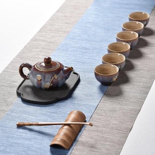 Kung Fu Teaware Ceramic Set Gift Box Teapot Teabowl Thanksgiving Flower Plum Teacup Tea Ceremony Set