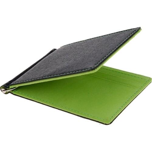 1PC Leather Men Money Clips Metal Solid Wallets Credit Dollar Purses ID Credit Card Purse Cash Holder With A Metal Clamp