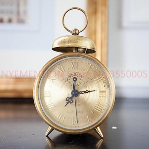 Copper Clockwork Metal Machinery Alarm Clock 3 Inches Metal Double Bell European Retro High-end Classic Mechanical Service 5pcs