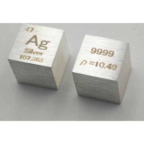 10mm Metal Silver Cube 99.99% Pure Ag Density Cube Specimen For Element Collection Y