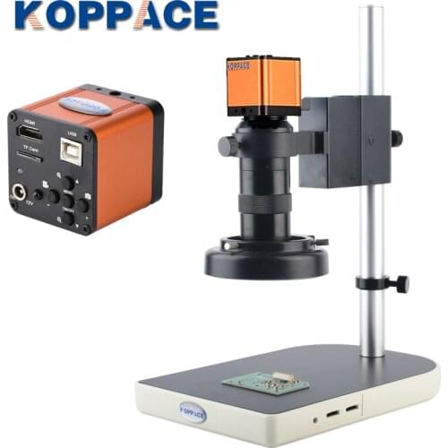 KOPPACE 16 Million Pixels HDMI HD Microscope Camera 100X Lens Mobile Phone Maintenance Industrial Microscope LED Ring Light