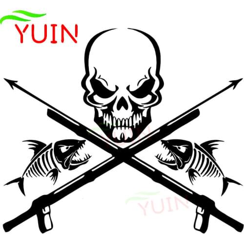 Fish Reaper Skeleton Skeleton Speargun Car Sticker Cars Accessories Personalized Windshield Bumper Decoration Waterproof Decal