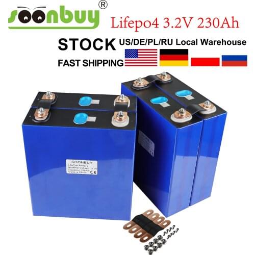 New 4PCS Lifepo4 3.2v230ah new lifepo4 rechargeable battery 3.2v230ah battery, suitable for 12v230ah solar US Europe warehouse