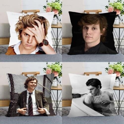 New Evan Peters Pillow Cover Bedroom Home Office Decorative Pillowcase Square Zipper Pillow Cases Satin Fabric Eco-Friendly 0509