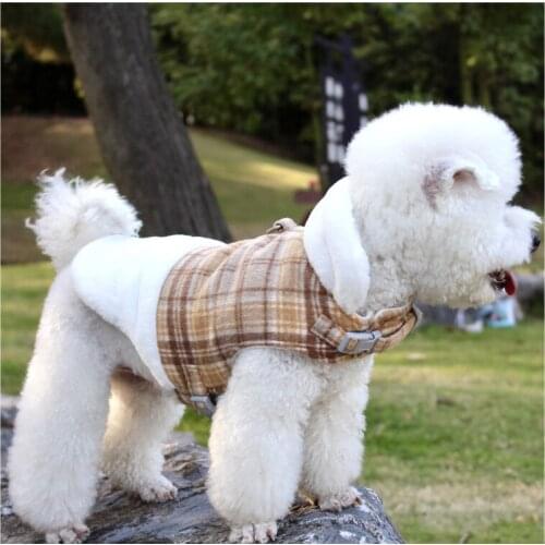 Pet Clothes Autumn and Winter Dog Clothes Thick British Plaid Teddy Small Dog Clothes Pet Supplies Dog Costume