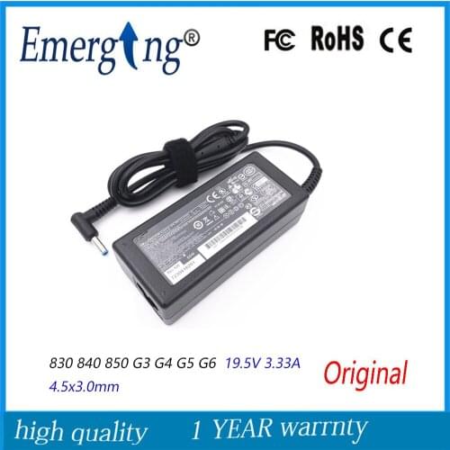 19.5V 3.33A 65W 4.5X3.0mm Original AC Laptop Adapter Charger For ENVY 14-K001TX 830 840 850 G3 G4 G5 G6