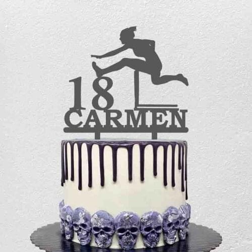 Personalized Sport Party Cake Topper Custom Name Age Womens Hurdles Topper For Athletes Birthday Party Cake Decoration Topper
