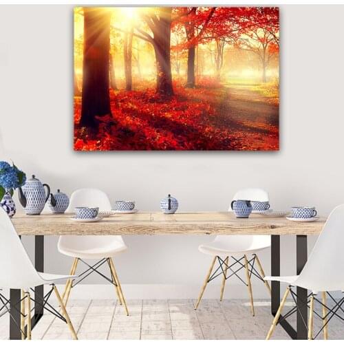 Forest Posters and Prints Ssunrise Landscape Scandinavian Canvas Painting Wall Art Picture for Living Room Cuadros Picture