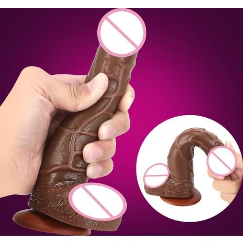 With Suction Cup Realistic Dildo Butt Anal Plug Strapon Female Masturbation G Spot Vagina Stimulator M/L Flexible Penis