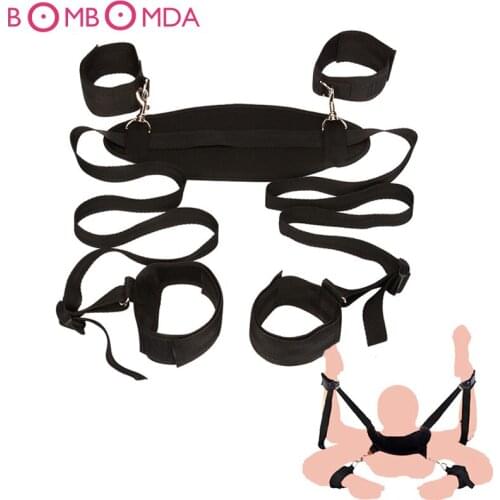 Sex Games Accessories Bed bdsm Bondage Restraints Neck Ankle HandCuff Straps Erotic sex Products Bandage Sex Toys for Couples O3