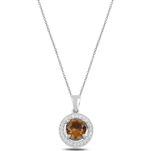 Silver 925 Sterling Round Zultanite & Zircon Crystal Necklace
