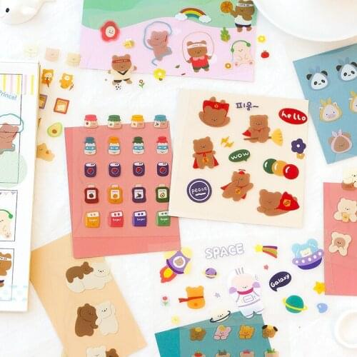 Sharkbang New Arrival 5pcs/lot PVC Kawaii Bear Scrapbooking Bullet Stickers DIY Ablum Diary Decorative Sticker