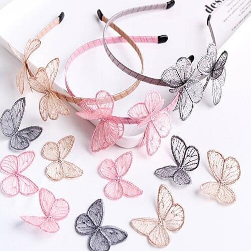 Glass Gauze Applique Embroidery Butterfly Patches For Clothing Accessories Flower Patch Diy Hair Accessories Hair Clip Material