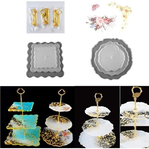 Three-Layer Fruit Dish Mold Tea Tray Silicone Molds Epoxy Resin Storage Tray Mould for Table Decoration DIY Coaster Accessories