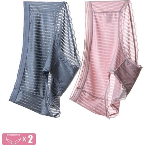 60-100kg Womens panties Sexy Lace Striped Large size women Soft Thin Elastic Lingerie Meryl Ventilation Oversize Underwear 4XL