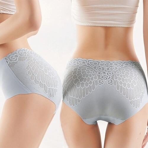 FINETOO Women Lace Floral Hollow Out Briefs Female Seamless Mid Wasit Panties Girls Comfortable Underwear Intimates Lingerie New
