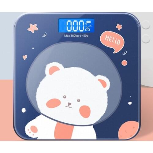 Cartoon Bear Weight Scale LCD Display Glass Smart Bathroom Scales Digital Body Fat Scales High-precision Electronic Floor Scales