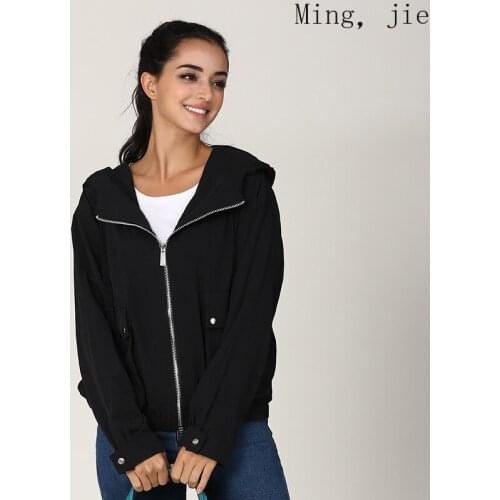 2020 Spring and Autumn New European and American Windbreaker Womens Short Solid Color Loose Lapel Fake Pocket Thin Coat