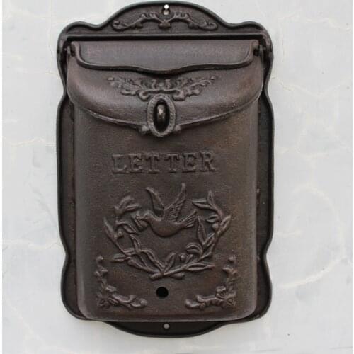 Vintage Dove Large Cast Iron Wall Decor Letter Box European Home Outside Non Water-proof Wall Mounted Iron Newspaper Mailbox