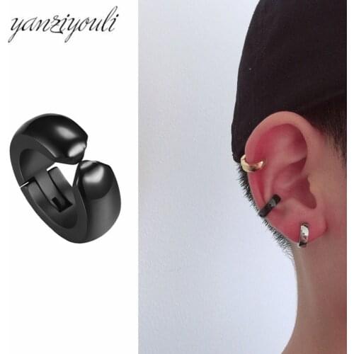 Punk Real Stainless Steel Clip on Ear Without Piercing No Hole Fake Body Circle Round Jewelry Earrings for Women Men