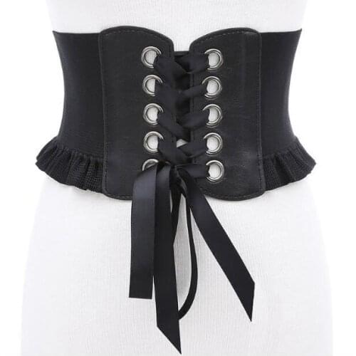 Womens runway fashion elastic vintage Cummerbunds female Dress coat Corsets Waistband Belts decoration wide belt R1183