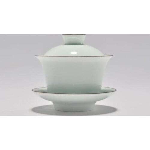1PC Hand Made Celadon Tea Tureen Chinese Style 150ml Ceramic Gaiwan High Quality Kung Fu Tea Set Tea Ceremony Necessary