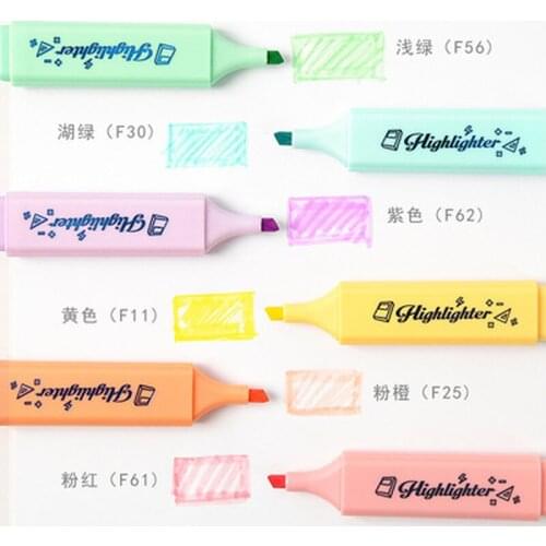 1 Pcs Color Mini Colorful Highlighters Pastel Marker 6 Colors Single Text Focus Marker Pen for School Office Japanese Stationery