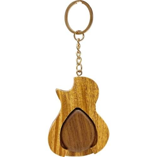 1 Pcs High Quality Guitar Pick Holder Wooden Guitarra Plectrum Case Bag Keychain Shape Guitar Accessories 2-in-1 Storage Box