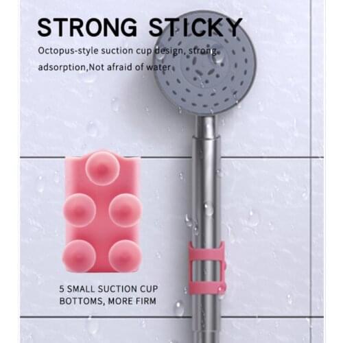 1 Pc Bathroom Silicone Shower Head Suction Cup Fixed Base Frame Free Applique Shower Head Holder Home Bathroom Accessories