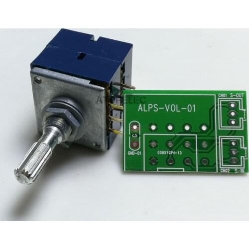 1pc Japan ALPS RK27 Volume LOG Logarithmic Stereo Potentiometer 2-gang Dual Unit 50K/100K/250K Knurled Shaft+PCB