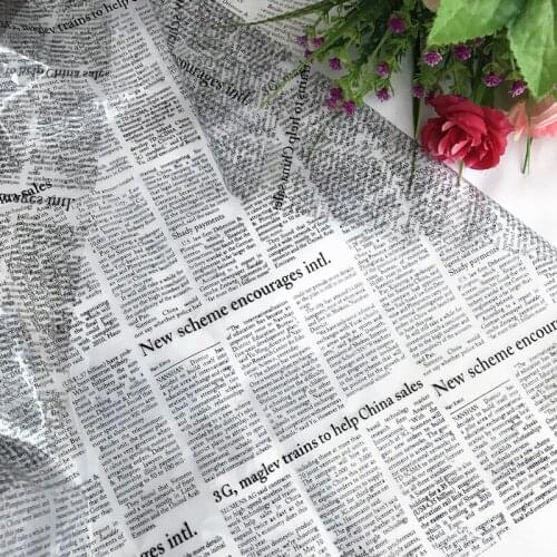 1Y/Lot TPU Material Fashion personality transparent newspaper English tpu fabric clothing creative designer fabric