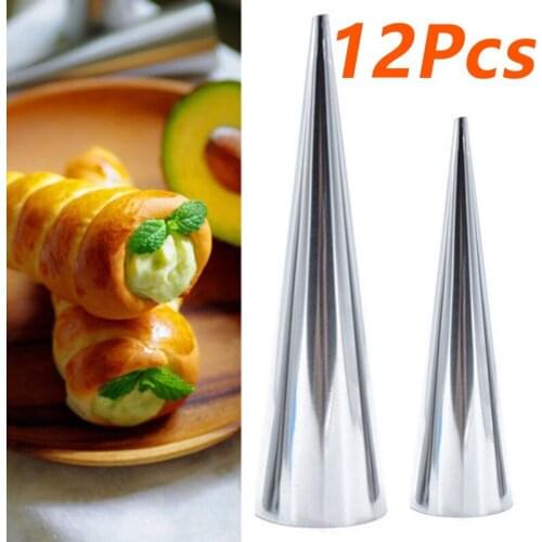 12 pcs Non-Stick Cannoli Form Tubes Cream Croissant Horn Bread Mold Cake Horn Mold Pastry Baking Tool
