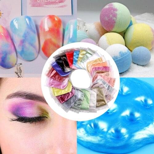 24 Colors Colorant Pigments Mica Pearl Powder Fashion DIY Nail Art Craft Projects Slime Bath Bomb Eye Shadow Soap Making Powder