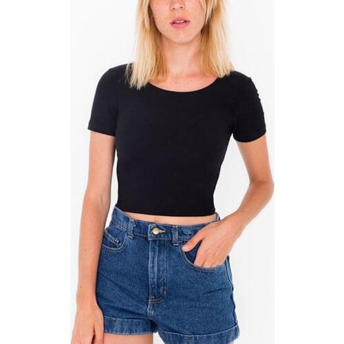 3 Colors Top Short Sleeve Top Short Basic Tank Top for Lady Women Stretch Tanks Round Neck Sexy Crop Top