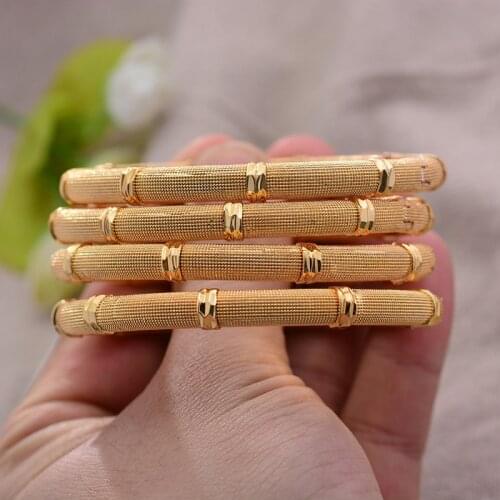 4Pcs/Lot Bangles 24K Ethiopian Arabia Gold Color for women Girl indian dubai African wedding Bangls Bracelet Party bridal Gift