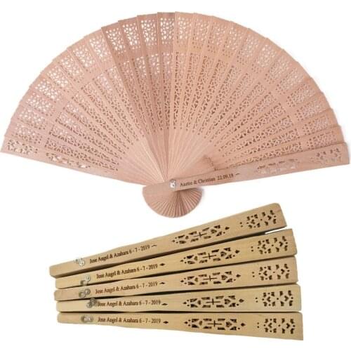 40pcs Personalized Wooden hand fan Wedding Favors and Gifts For Guest sandalwood hand fans Wedding Decoration Hand Folding Fans