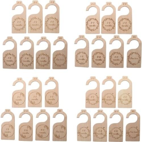 7 Pcs Baby Closet Size Divider Wooden Baby Closet Organizers Newborn to 24 Month H3CD