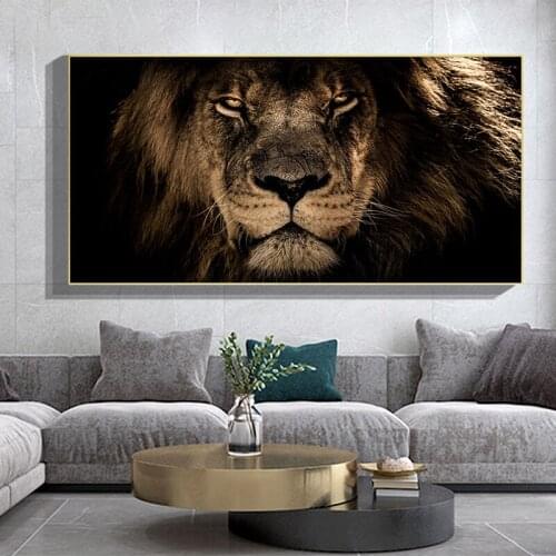 African Large Lions Face Canvas Paintings on The Wall Art Posters and Prints Animals Lions for Living Room Art Pictures Cuadros