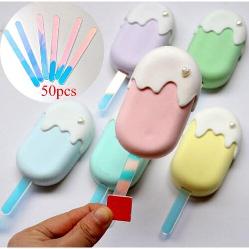 50Pcs DIY Acrylic Ice Cream Stick Gradient Color Ice Cream Stick Handmade Crafts 2021 New Kitchen Tools
