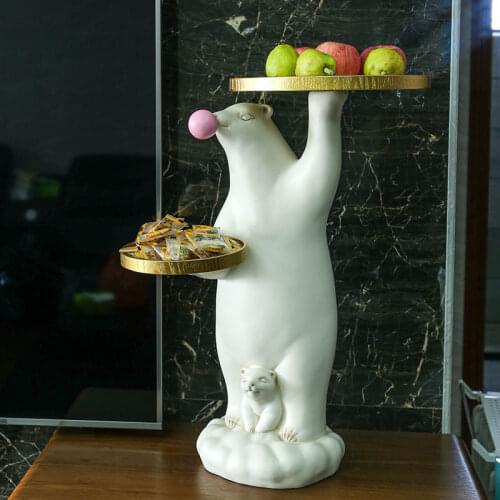Large floor decoration living room standing welcome polar bear tray into the door light luxury decoration new home gifts
